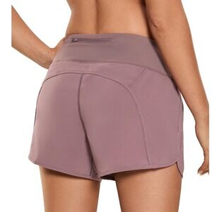 NWT CRZ YOGA Running Shorts‎ High Waist Zip Pocket Mauve XL Athletic Workout Gym